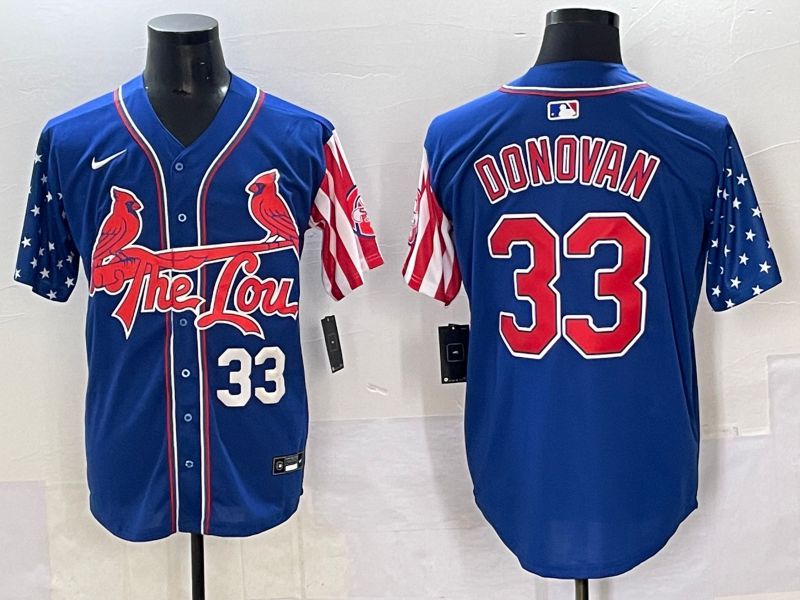 Men 2025 St.Louis Cardinals #33 Donovan Blue a generation of national flags Joint Name Nike MLB Jersey style 2->st.louis cardinals->MLB Jersey